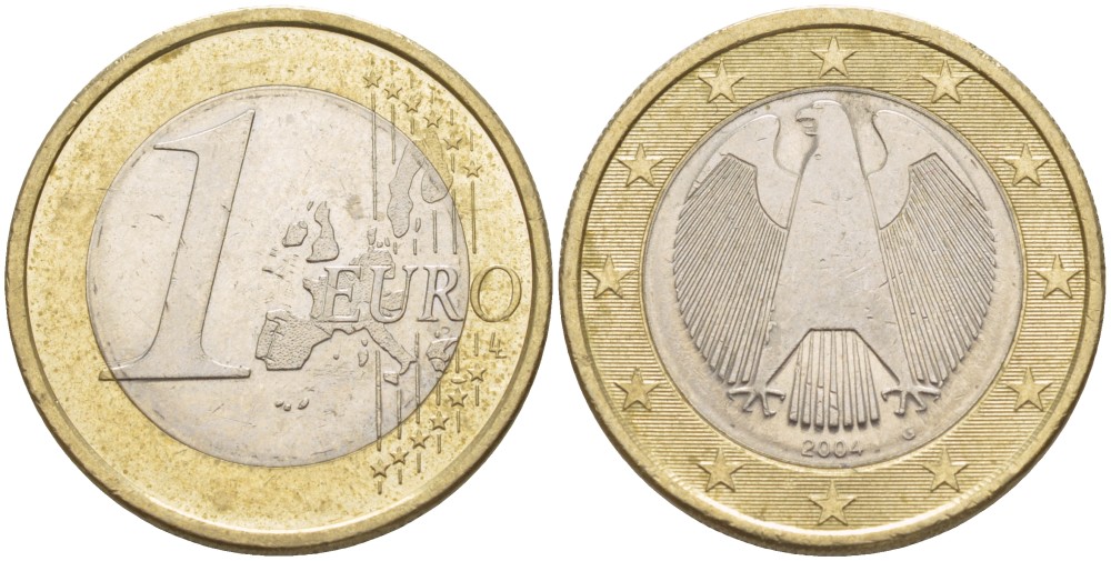 ФРГ 1 евро 2004 G KM 213 биметалл 4543-511