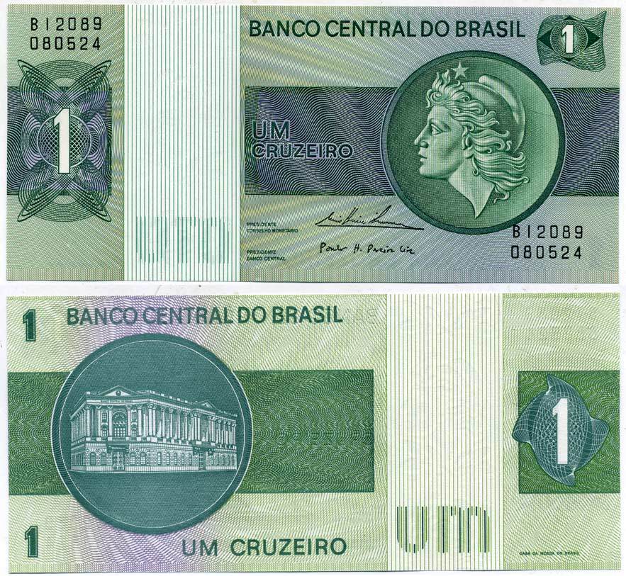 БРАЗИЛИЯ 1 КРУЗЕЙРО 1975 СЕРИЯ В 12089. ПОДПИСЬ 18 Pick 191Аb бумага UNC (ПРЕСС) 7484-1-1