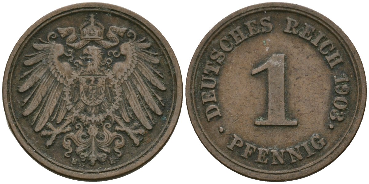 Германия 1 пфенниг 1894 E, Вильгельм II (1888-1918) KM 10, J. 10 медь 4608-158