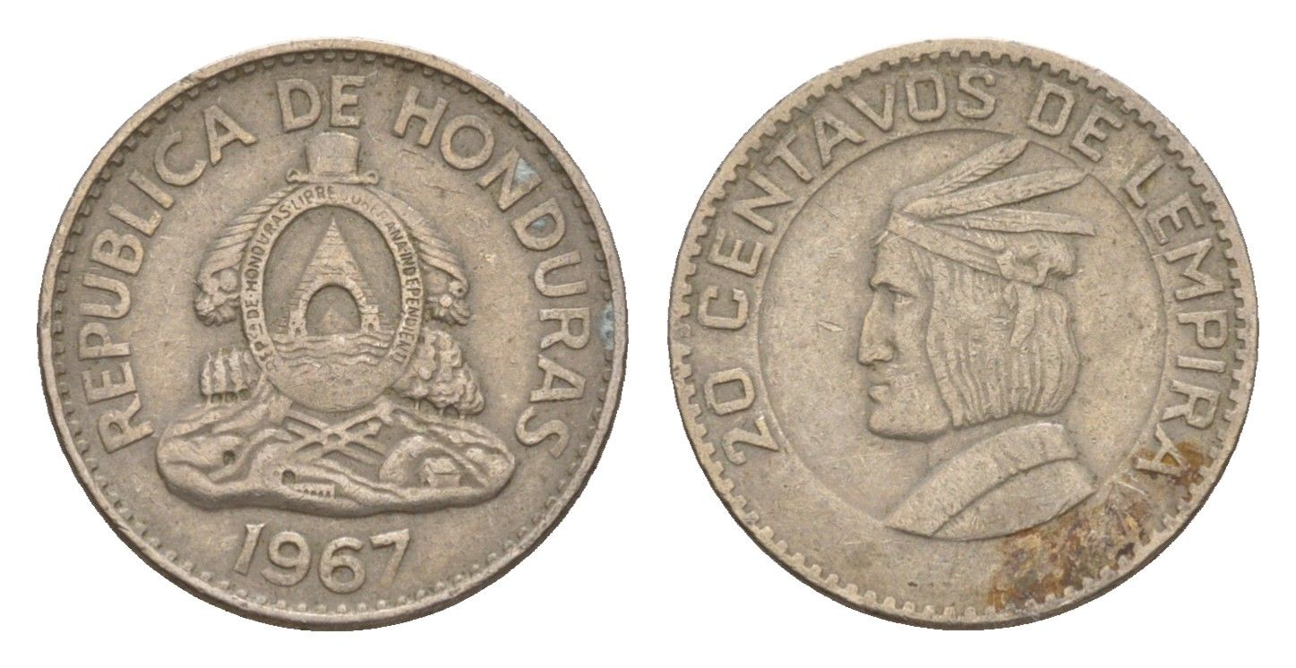 Гондурас 20 сентаво 1967 KM 79 медно-никель 4649-765
