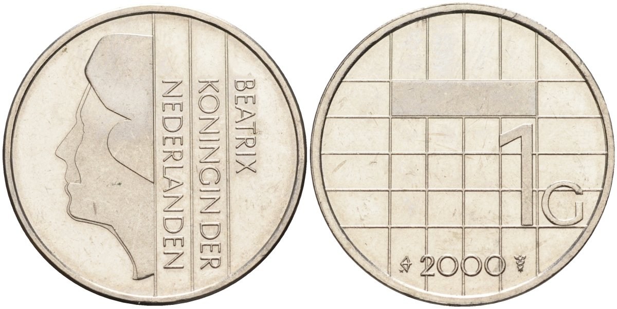 Нидерланды 1 гульден 2000 Беатрикс (1980-2013) KM 205 никель 4171-145