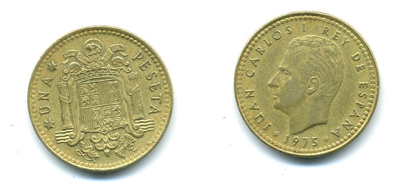 Испания 1 песета 1975 (80) Хуан Карлос I (1975-2014) KM 806 алюминиевая бронза 54-431