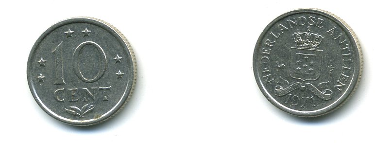 Нидерландские Антилы 10 центов 1971 Юлиана (1948-1980) KM 10 никель 4364-853