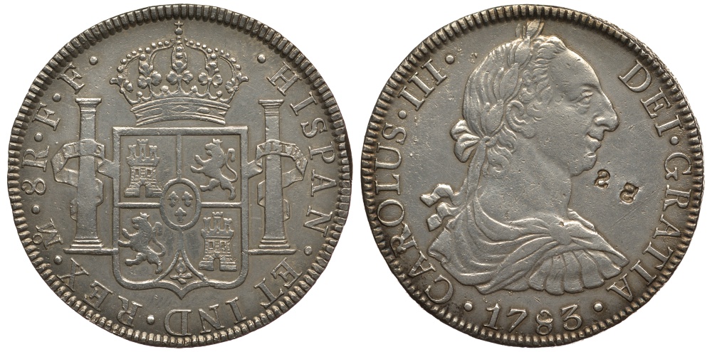 Мексика 8 реалов 1783 FF, Карл III KM 106.2 серебро 00-811-37