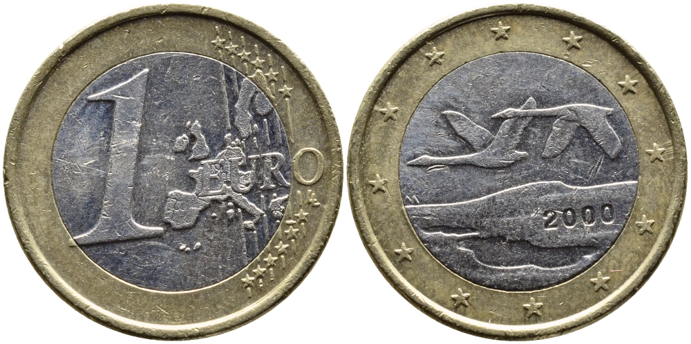 ФИНЛЯНДИЯ 1 ЕВРО 2000 KM 104 биметалл 4390-1227