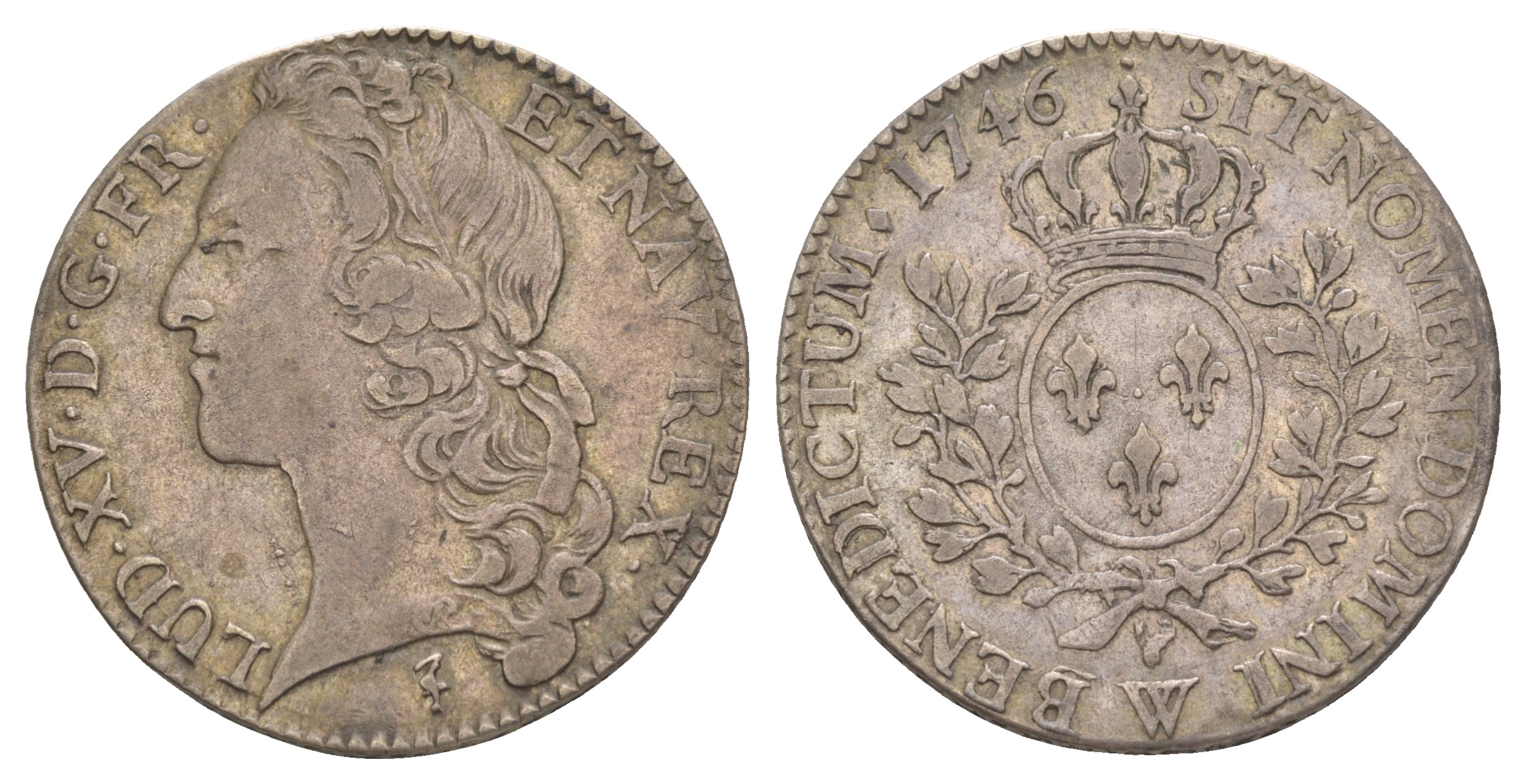 Франция 1/2 экю 1746 W, Лиль, Людовик XV Gadoury 314 серебро   00-814-01 