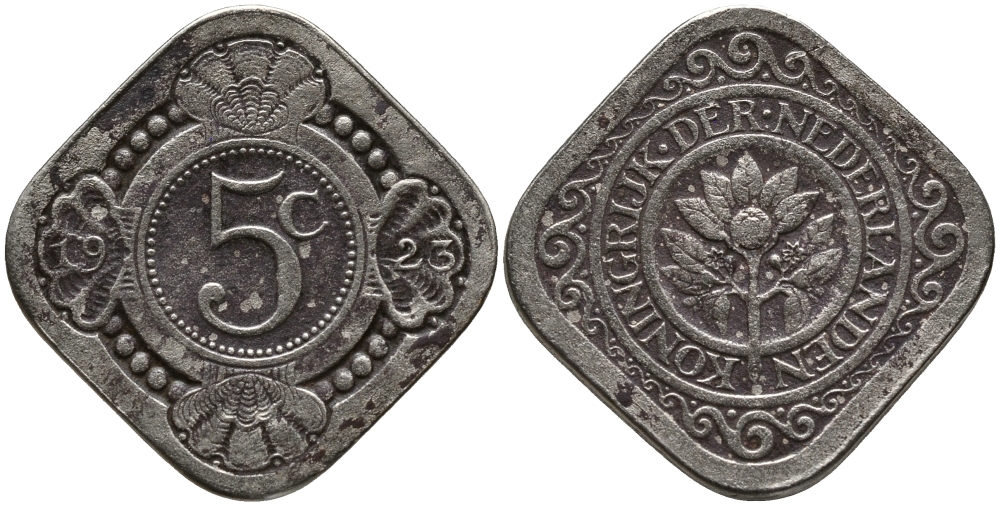 НИДЕРЛАНДЫ 5 ЦЕНТОВ 1923 KM 153 медно-никель 4387-644