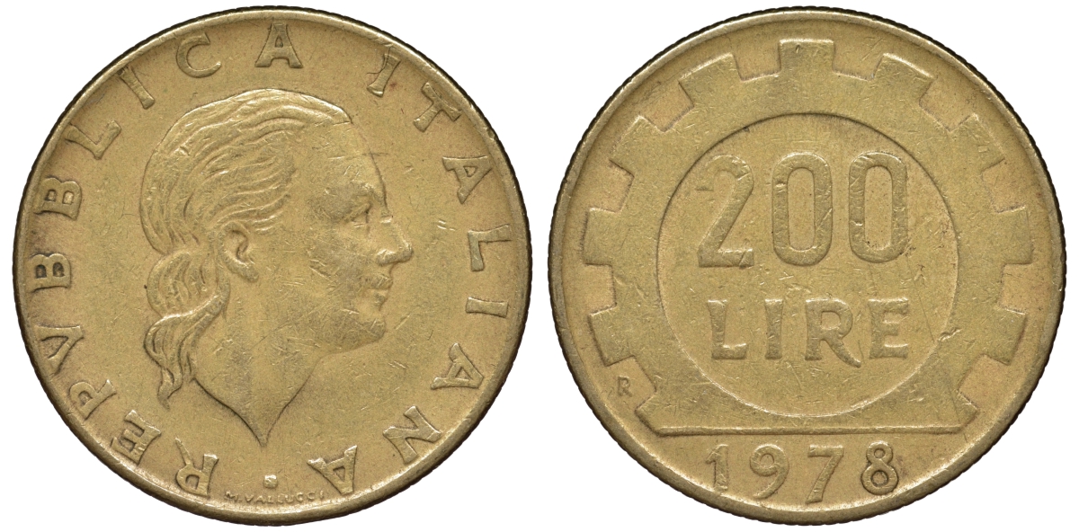 Италия 200 лир 1978 R KM 4543-722