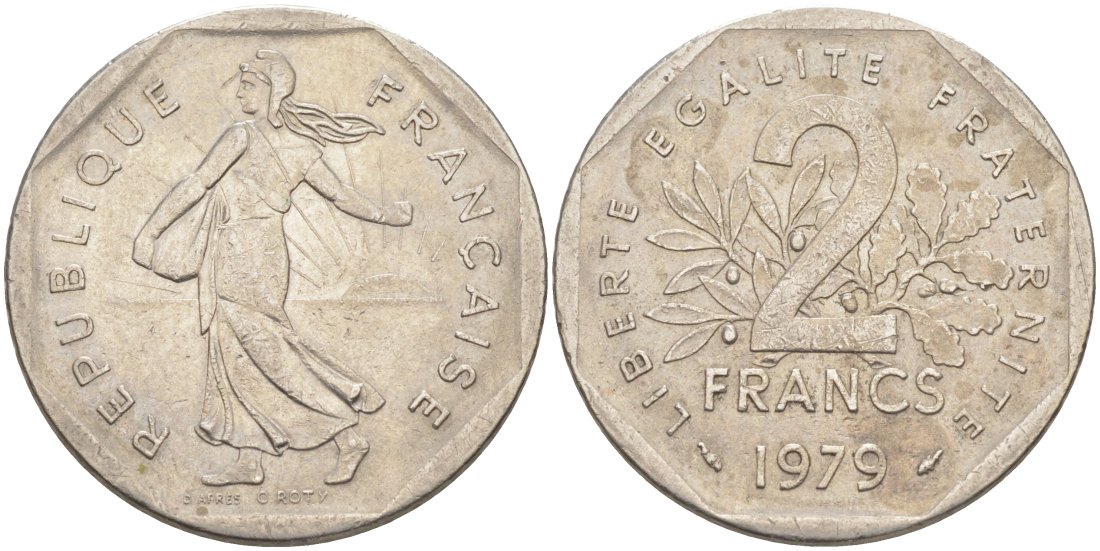 Франция 2 франка 1979 KM 942.1 никель 63-254