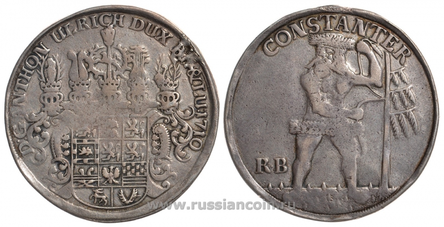 Брауншвейг-Вольфенбюттель 1 талер 1710 Антон Ульрих (1704-1714), великан Dav. 2116 серебро 00-000-00