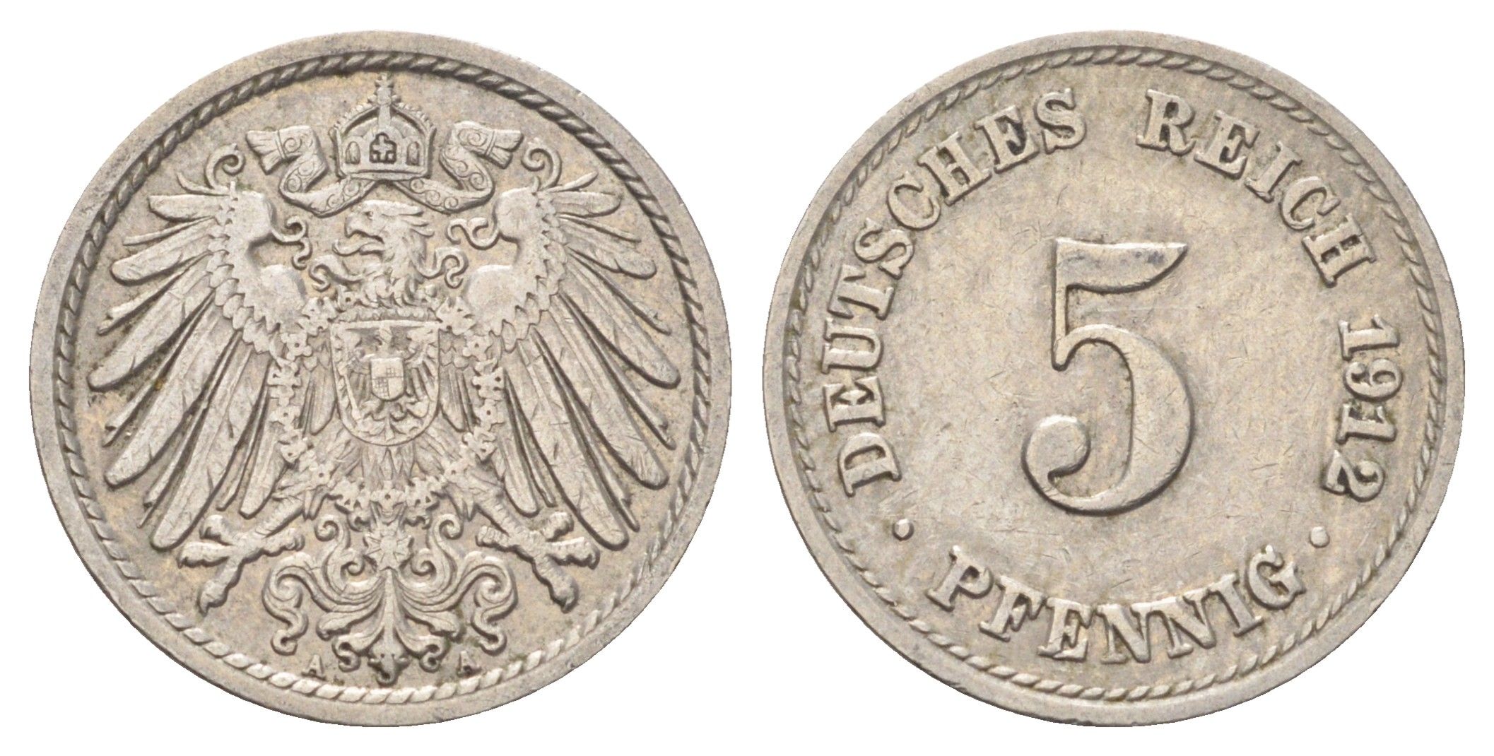 Германия 5 пфеннигов 1912 A KM 11, J. 12 медно-никель 4701-1049