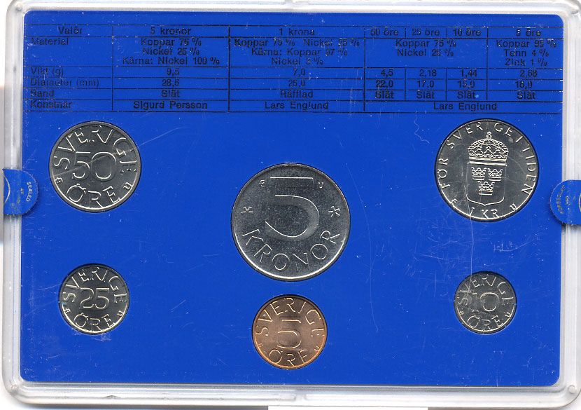 Швеция набор монетного двора из 6 монет 1981 в пластике, Карл XVI Густав (1973- ) KM MS19 UNC 4-3-7-173