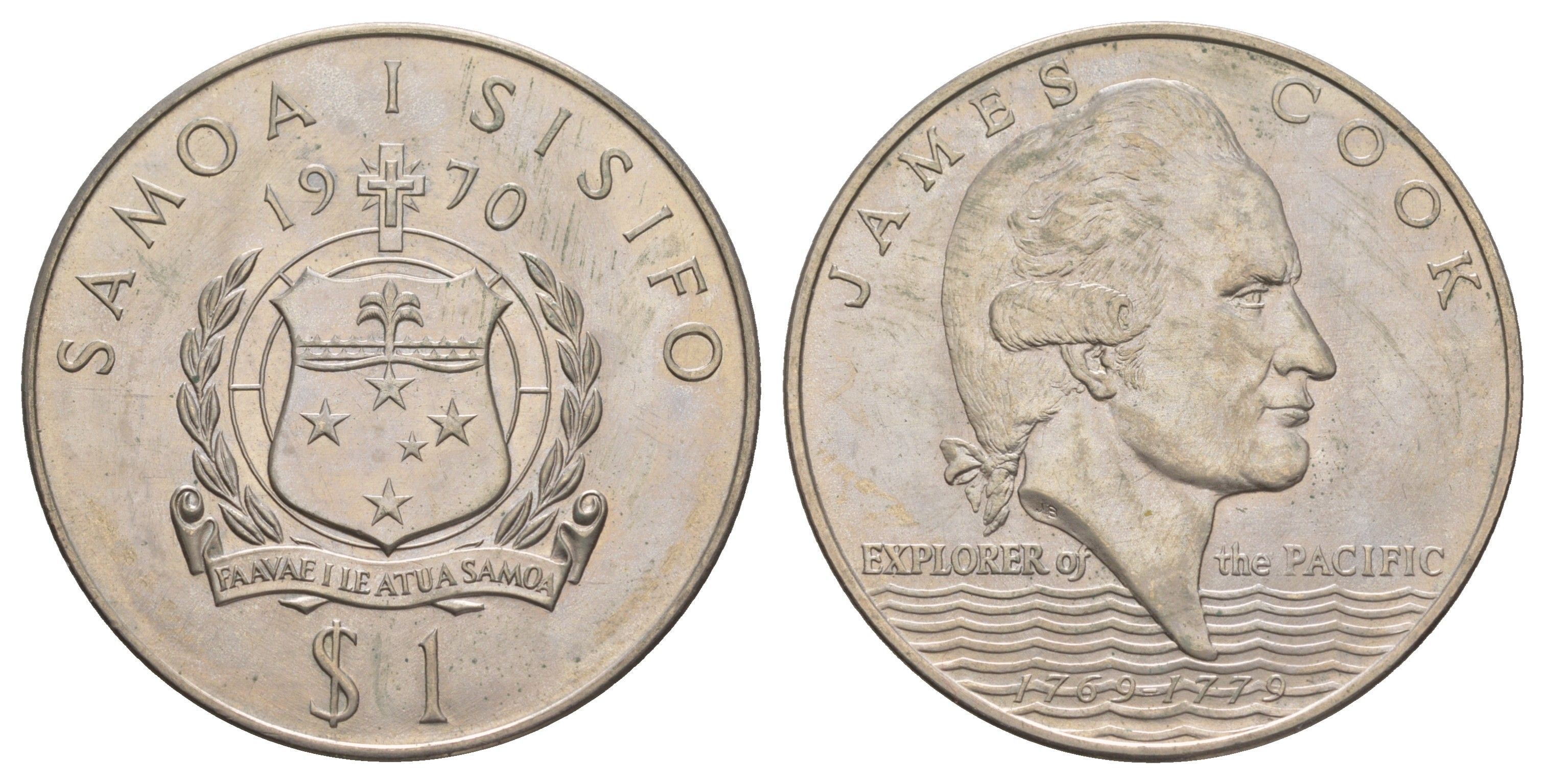 Самоа 1 тала 1970 200 лет путешествиям капитана Кука KM 9 медно-никель BU 4125-423