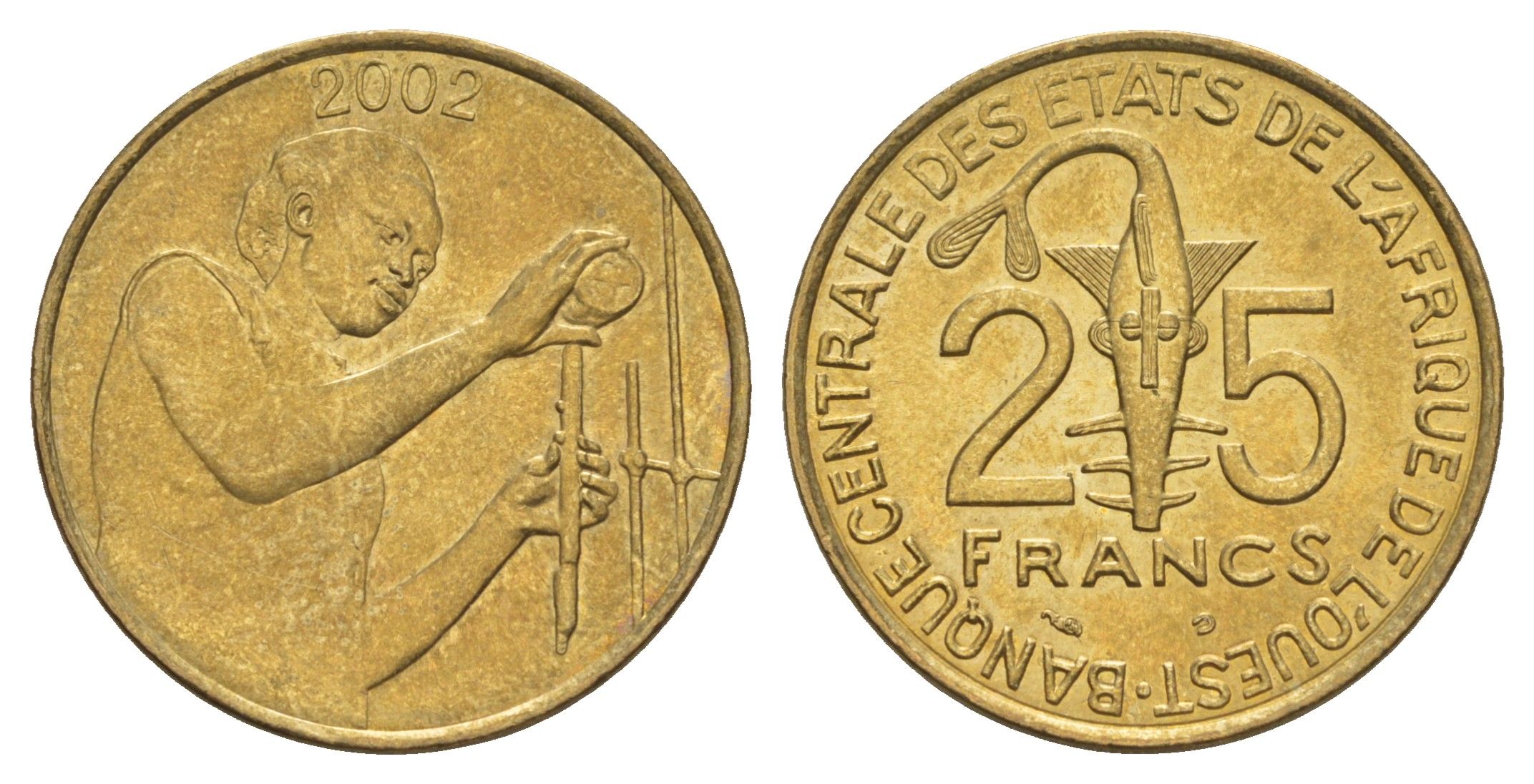 Западная Африка (BCEAO) 25 франков 2002 KM 9 алюминиевая бронза UNC 4656-857