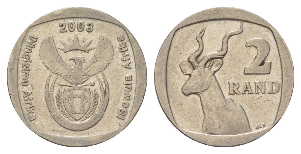 ЮАР 2 ранда 2003 KM 335 медь плакированная никелем 4626-1244