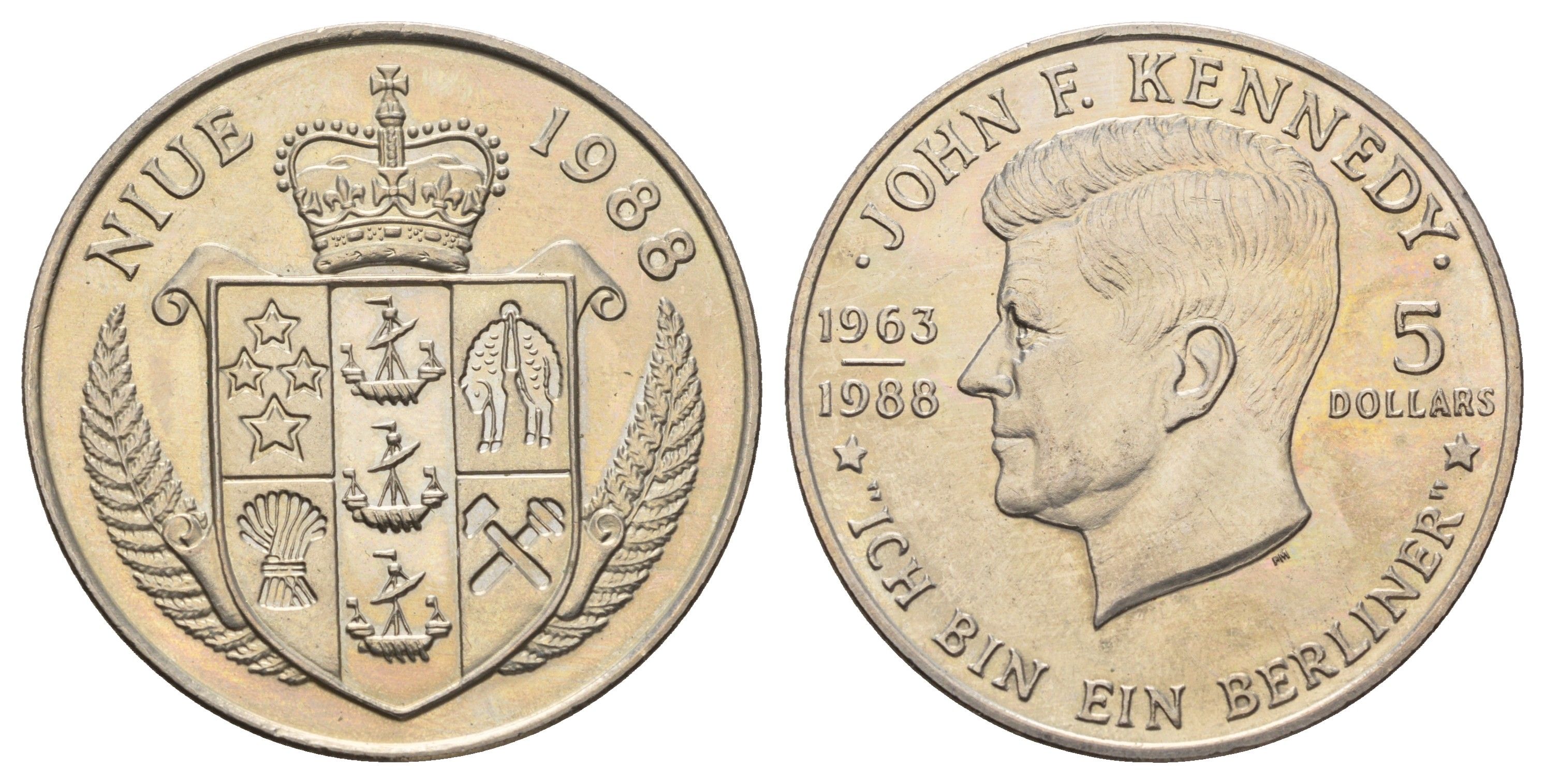 Ниуэ 5 долларов 1988 Джон Кеннеди KM 17 медно-никель BU 4677-715