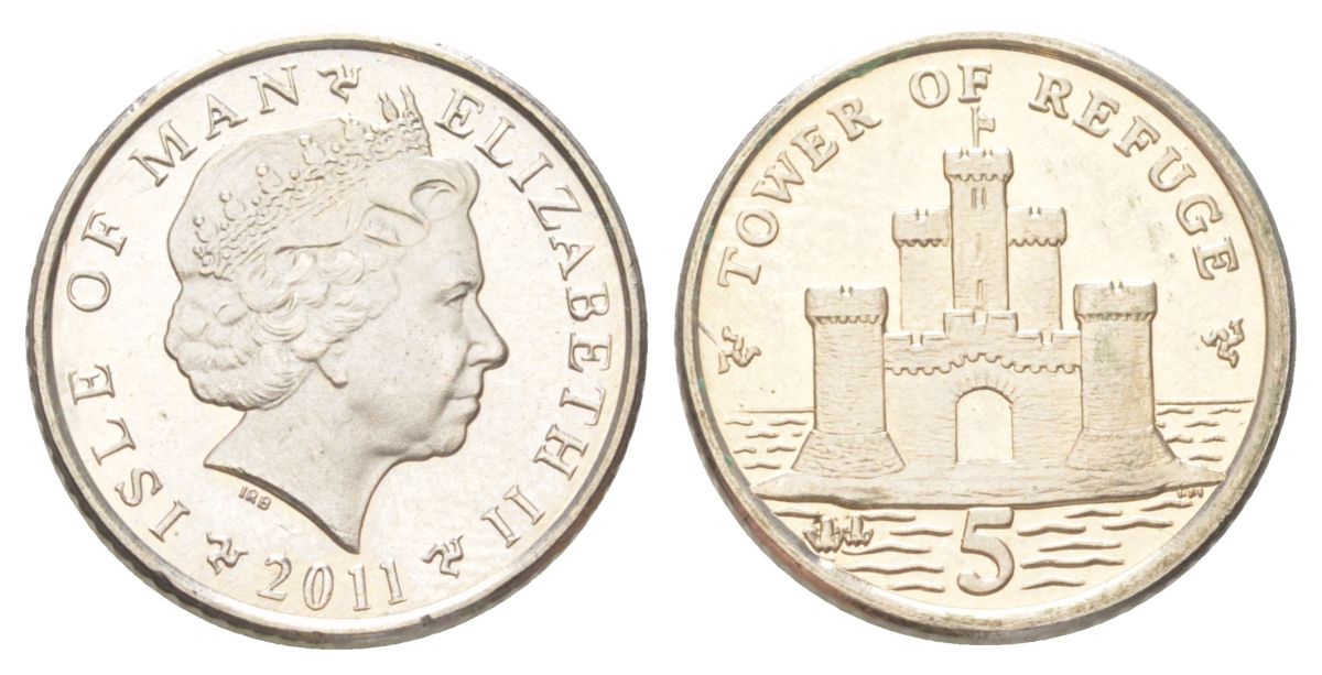 Остров Мэн 5 пенсов 2011 KM 1255 медно-никель UNC 4625-418