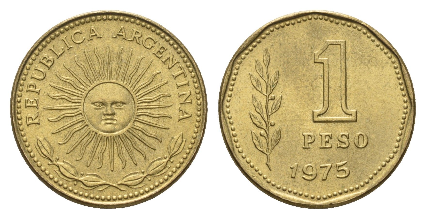 Аргентина 1 песо 1975 KM 69 алюминиевая бронза 4571-152