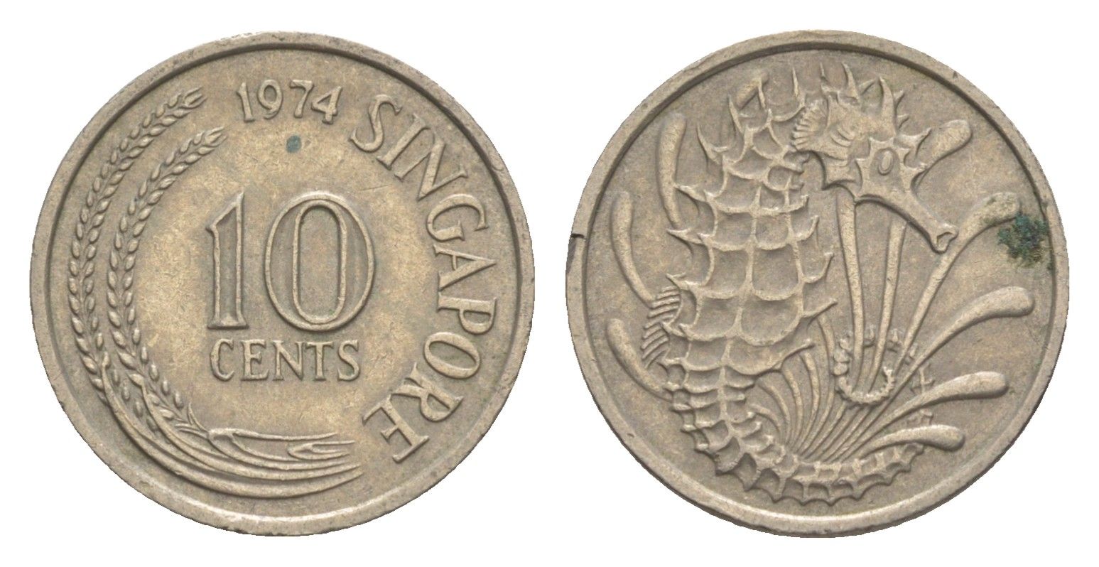 Сингапур 10 центов 1974 KM 3 медно-никель 4640-563