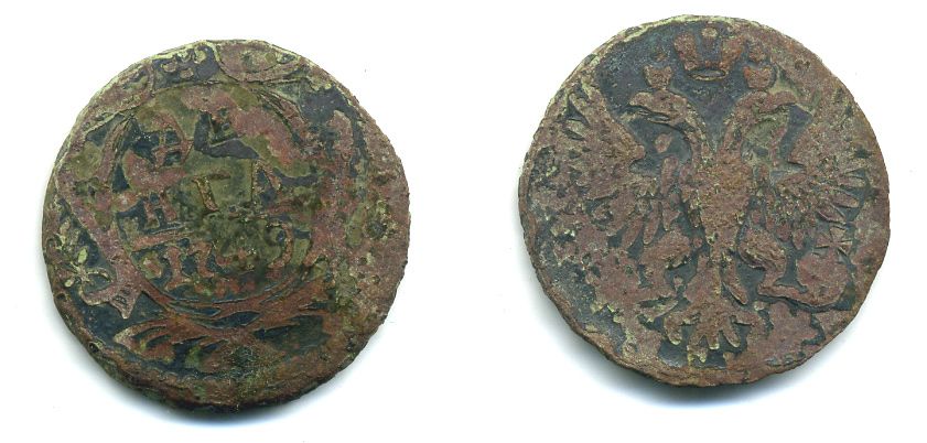 Россия деньга 1749 Елизавета (1741-1762) Биткин 359 медь 53-1152