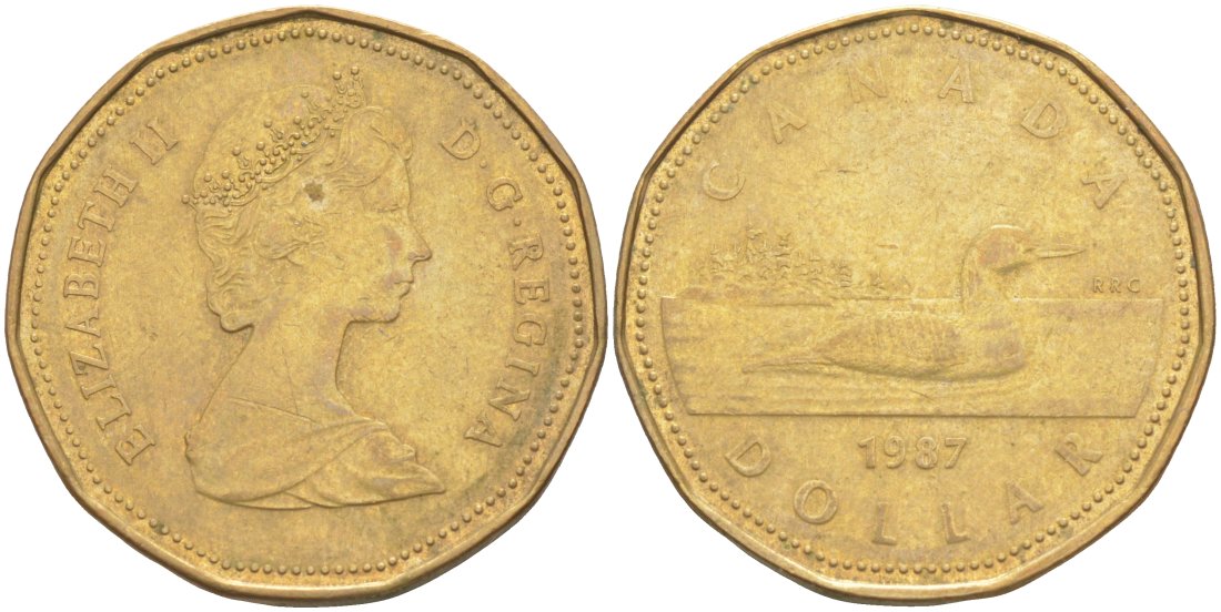 Канада 1 доллар 1987 Елизавета II (1952-2022), утка KM 157 никель плакированный алюминиевой бронзой 63-441