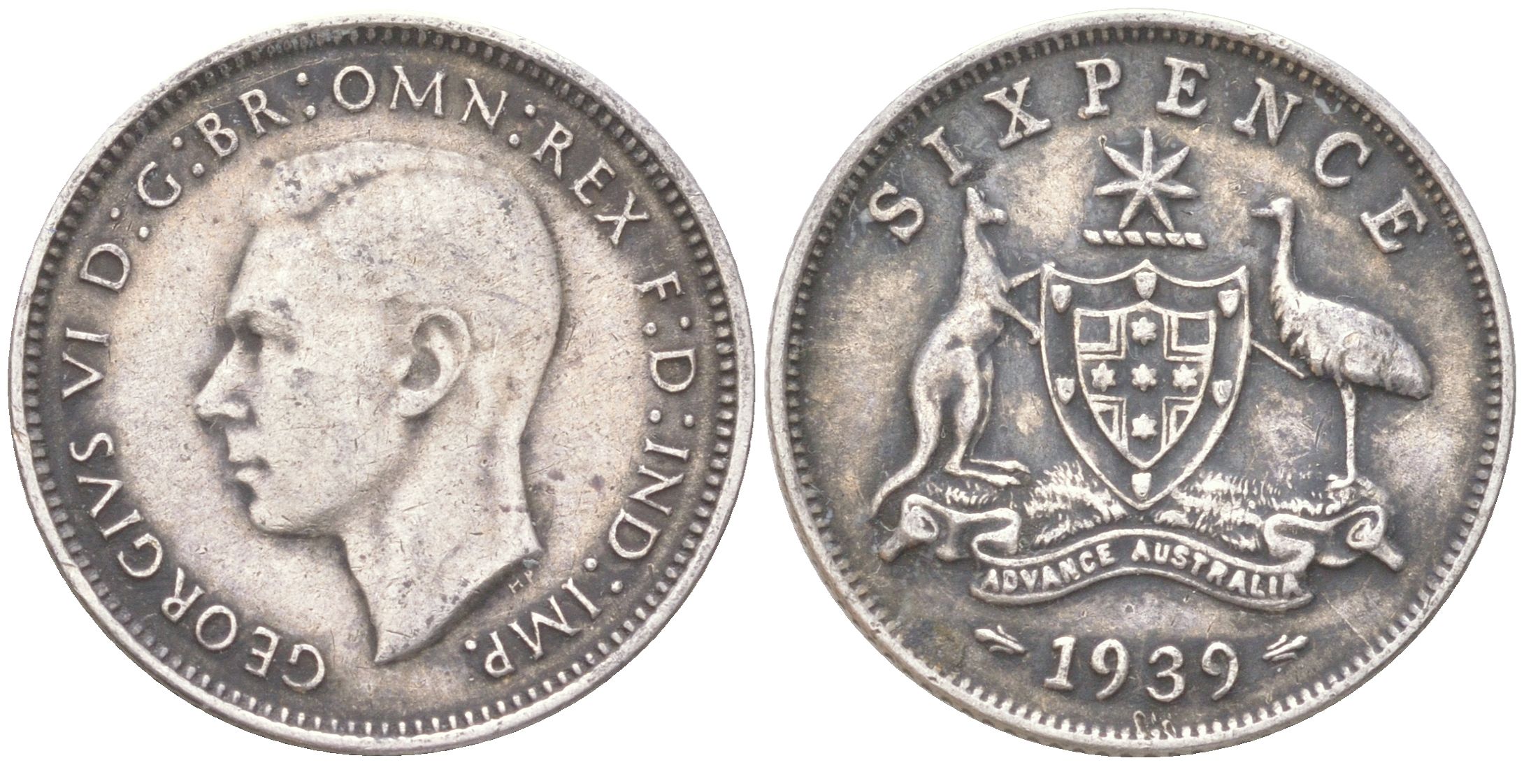 Австралия 6 пенсов 1939 Георг V (1936-1952) KM 38 серебро 4623-213