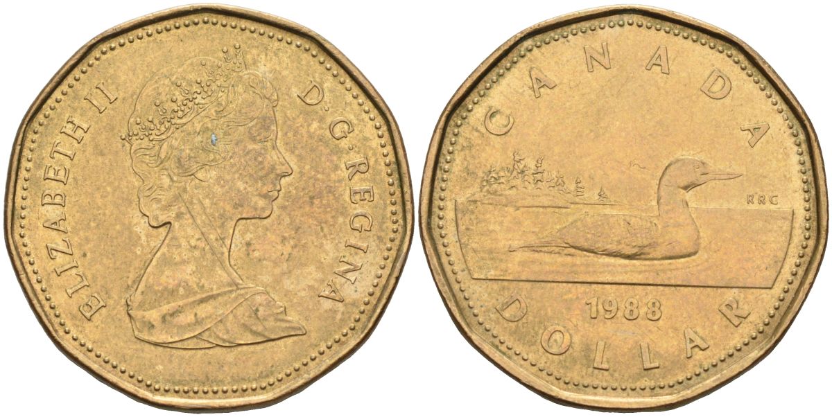 Канада 1 доллар 1988 утка KM 157 никель плакированный бронзой 4593-943