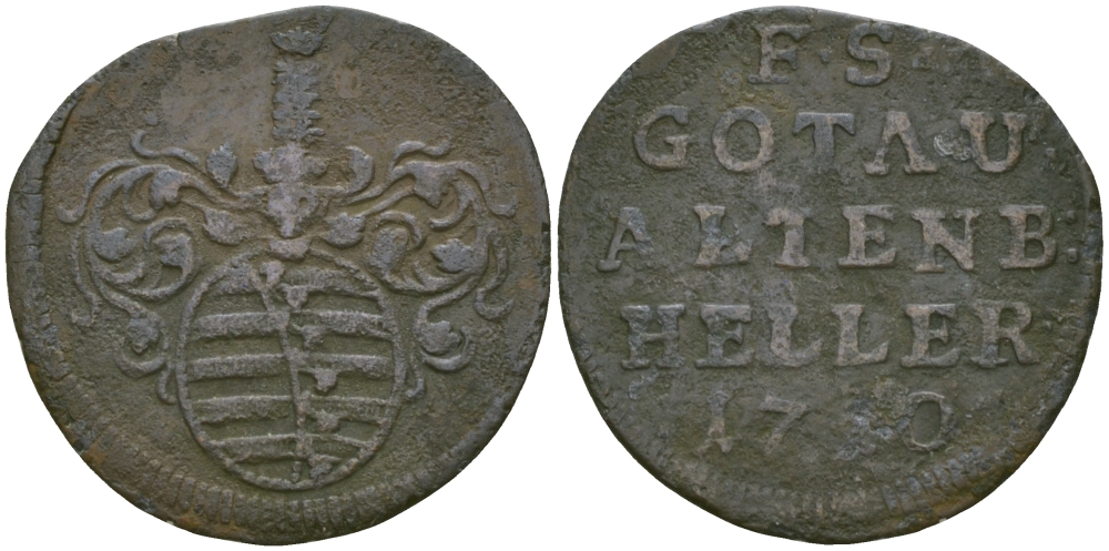 Саксен-Гота-Альтенбург 1 геллер 1750 KM 2 медь 99-722