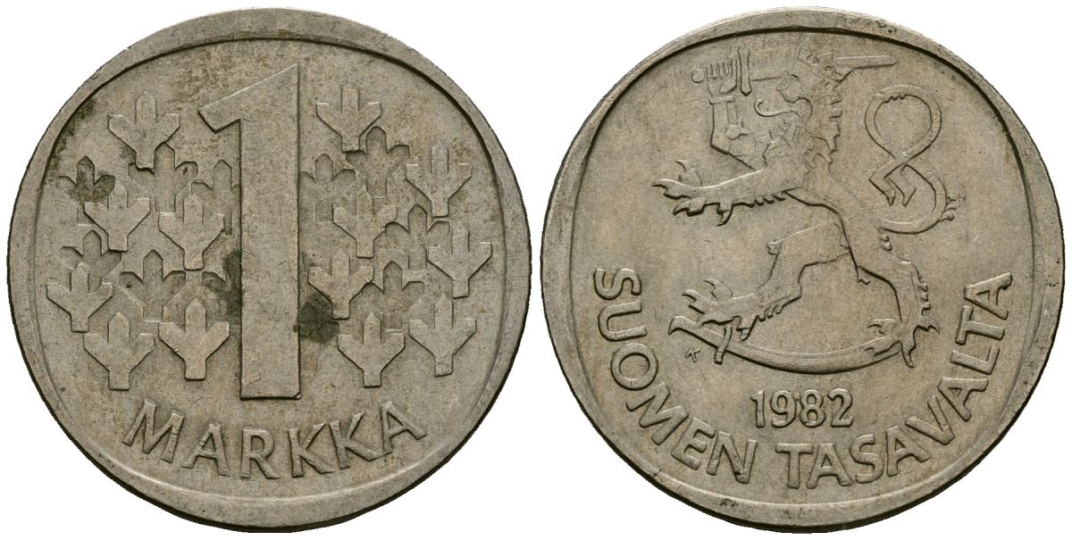 Финляндия 1 марка 1982 KM 49a медно-никель 4135-1116