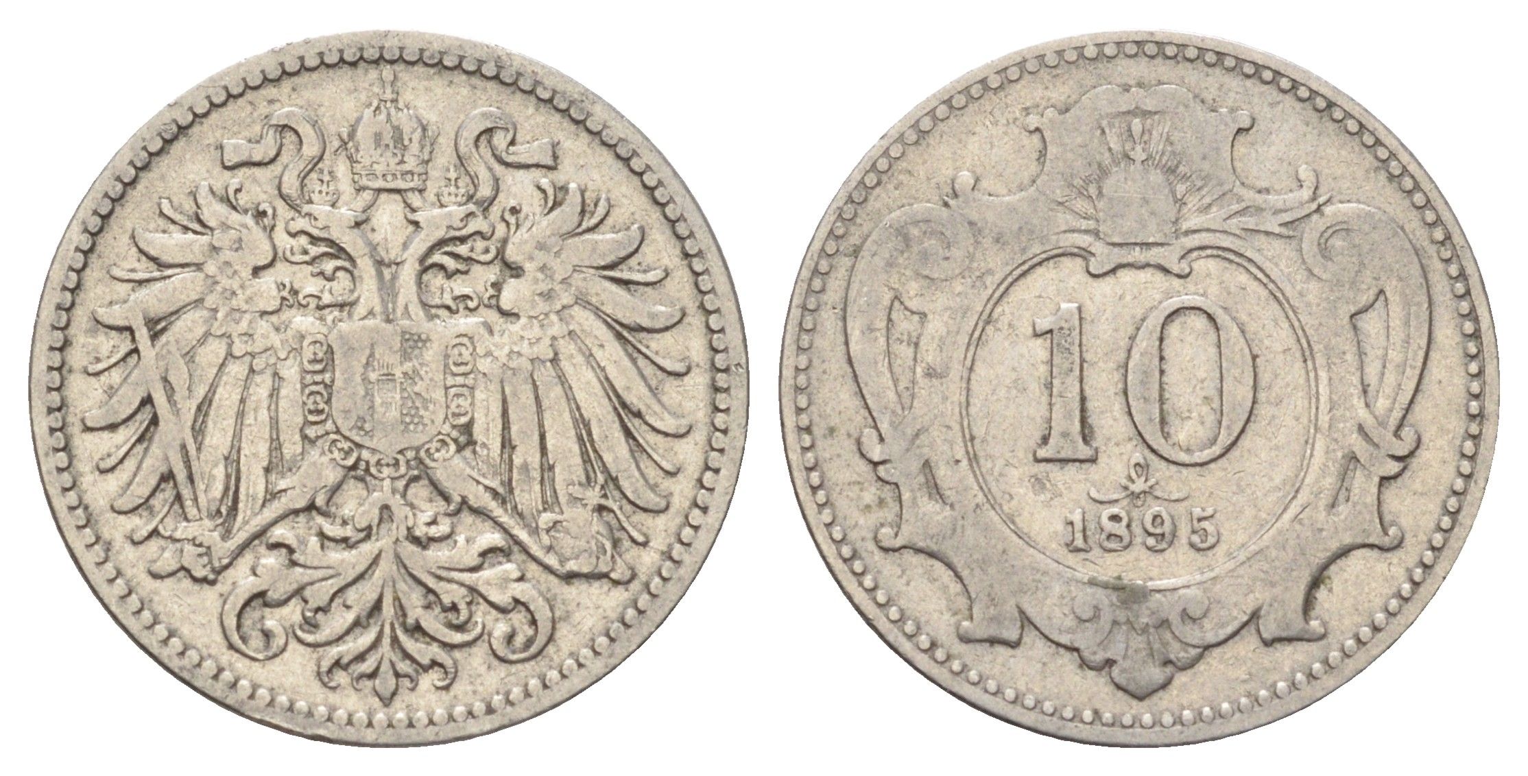 Австрия 10 геллеров 1895 Франц Иосиф I (1848-1916) KM 2802 никель 4701-1137