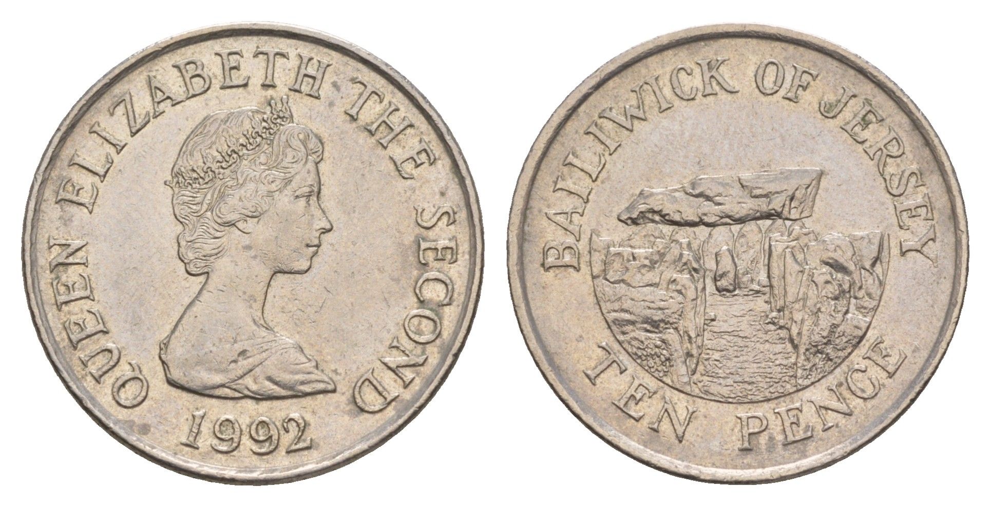 Джерси 10 пенсов 1992 Ла-Хуг-Би, Елизавета II (1952-2022) KM 57.2 медно-никель  aUNC  4660-234