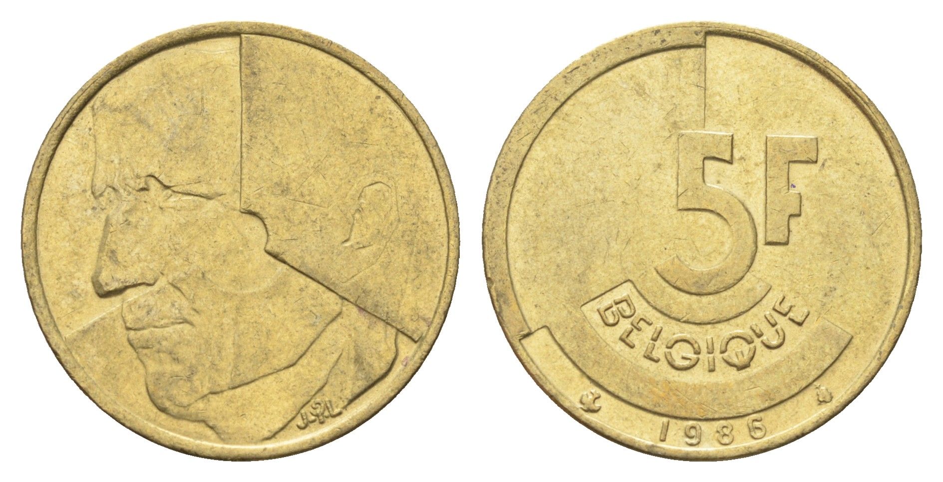 Бельгия 5 франков 1986 Belgique, Бодуэн I (1951-1993) KM 163 медь алюминий никель 4706-145