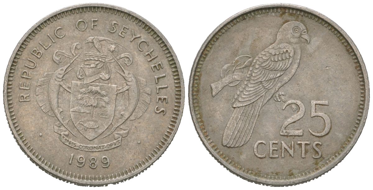 Сейшельские Острова (Сейшелы) 25 центов 1989 KM 49 медно-никель 192-527