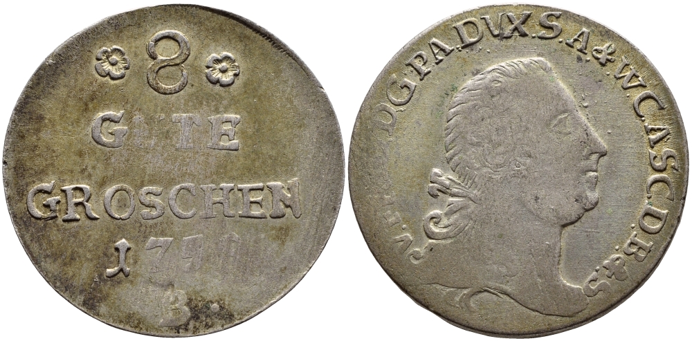 Ангальт-Бернбург 8 грошей 1758 KM 42.1 серебро 560-1914