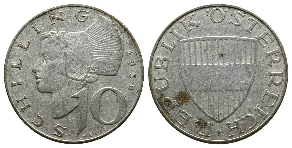 Австрия 10 шиллингов 1957  KM 2882 серебро     4384-235