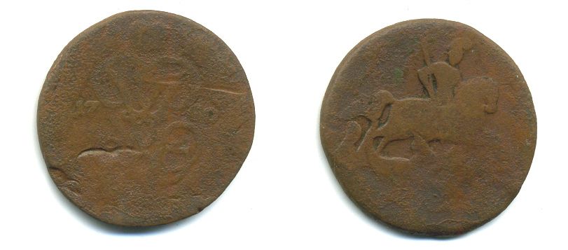 РОССИЯ 1 КОПЕЙКА 1760 медь 61-826