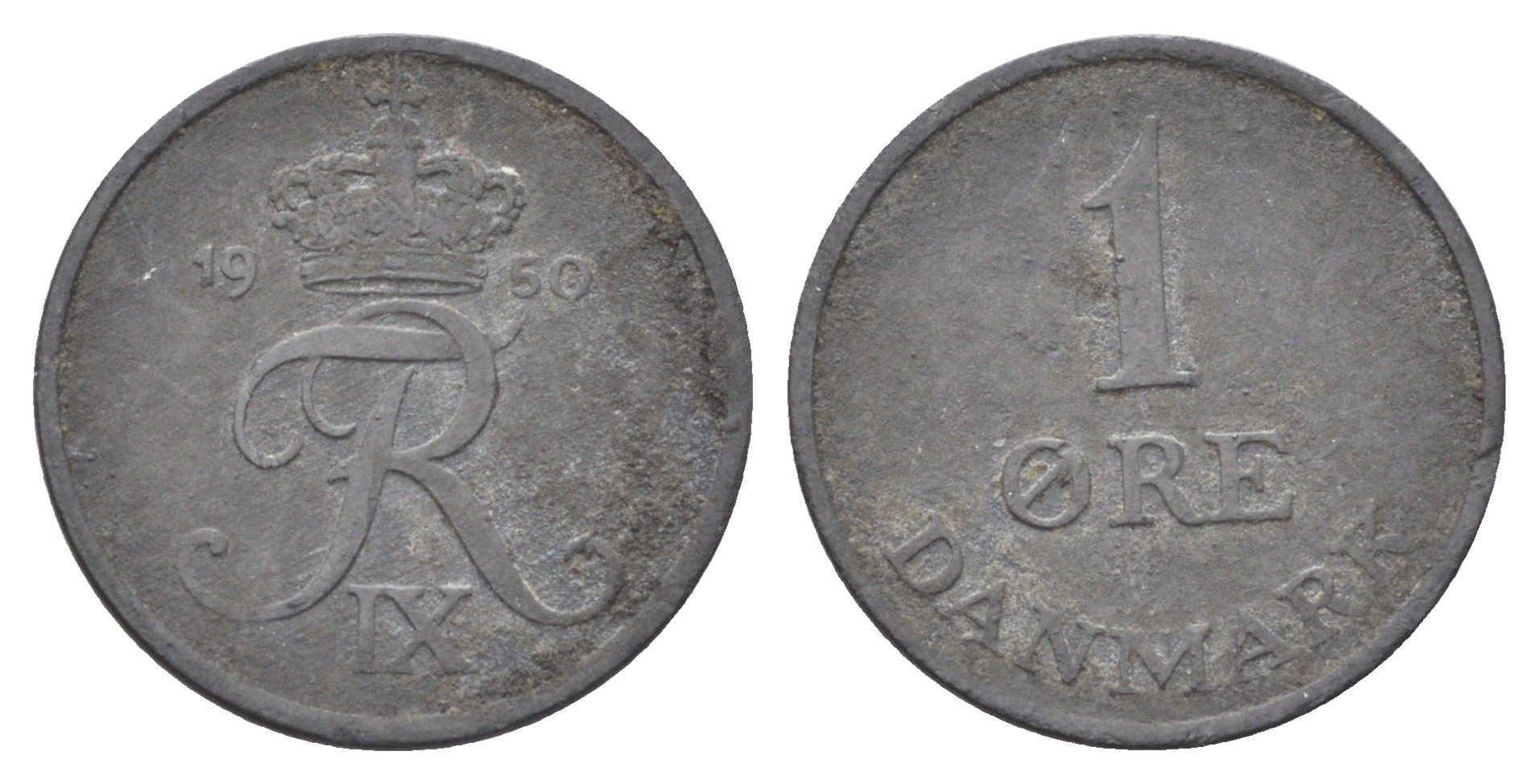 Дания 1 эре 1950 Фредерик IX (1947-1972) KM 839 цинк 4701-626