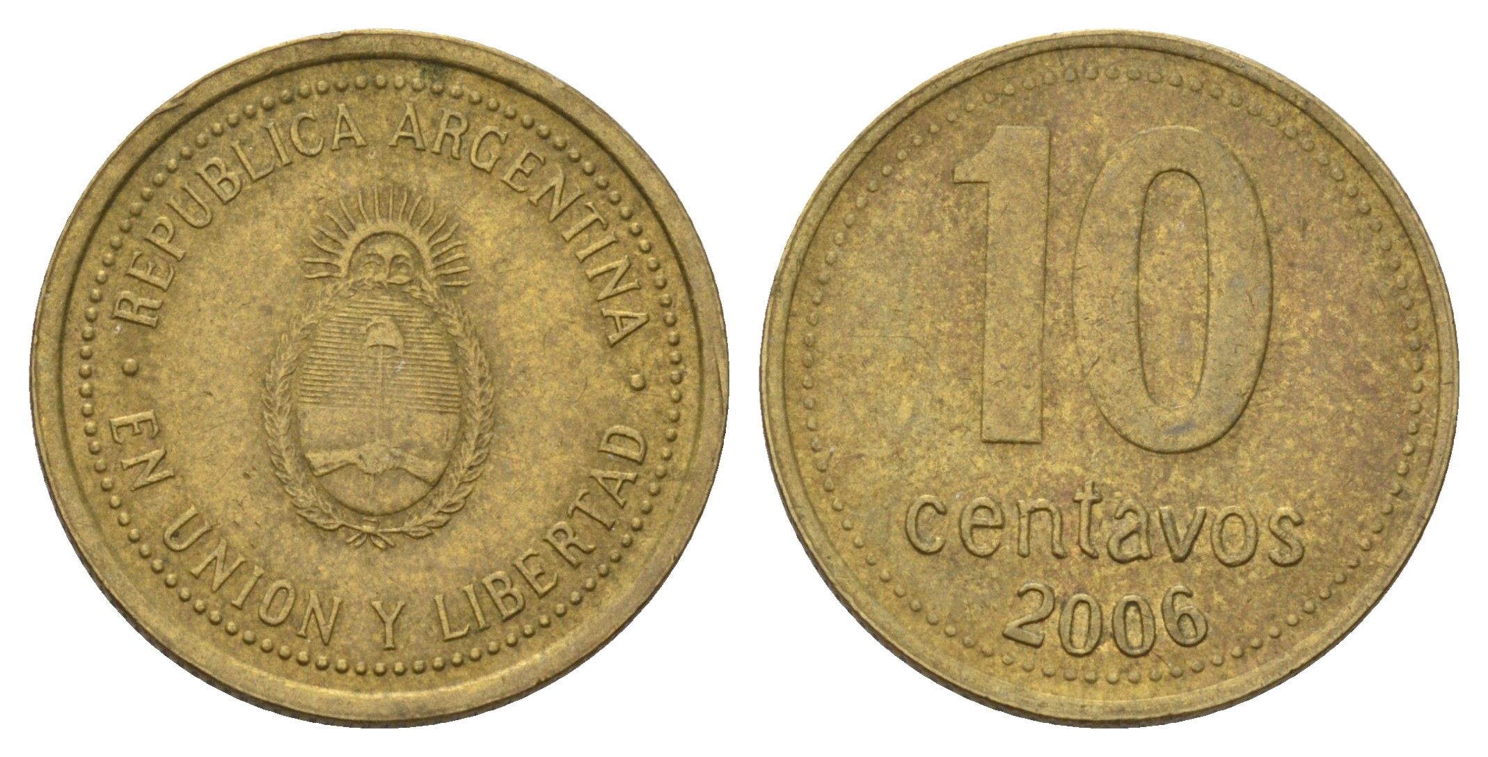 Аргентина 10 сентаво 2006 KM 107 алюминиевая бронза 4124-448