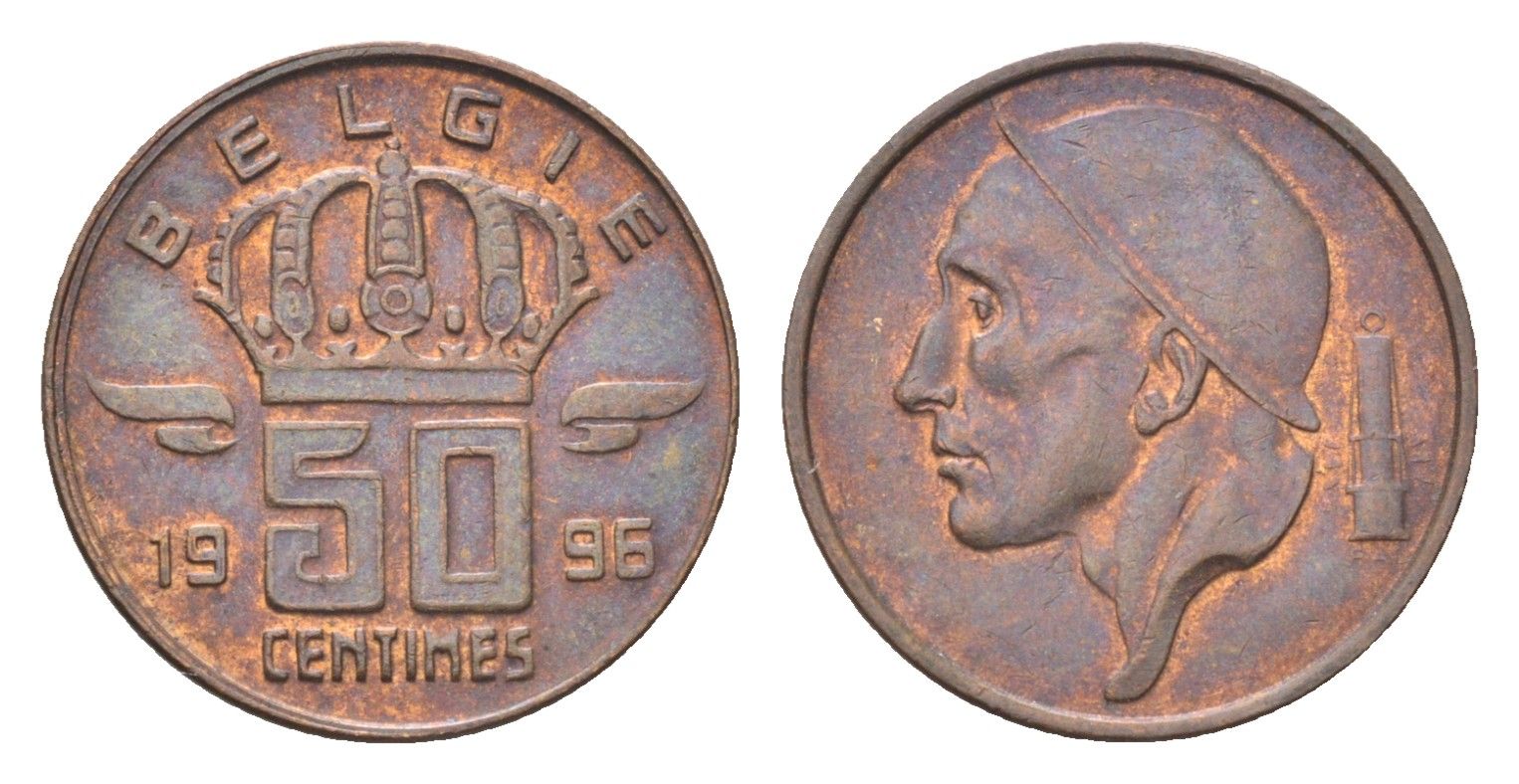 Бельгия 50 сантимов 1996 Belgie, Бодуэн I (1951-1993) KM 149 бронза 4705-319