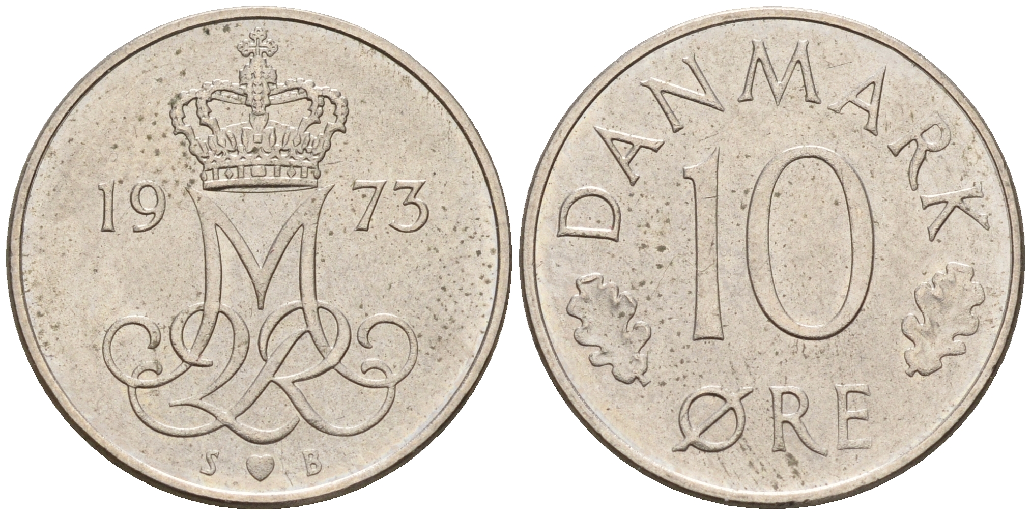 Дания 10 эре 1973 S; B, Маргрете II (1972-) KM 860.1 медно-никель    4596-323