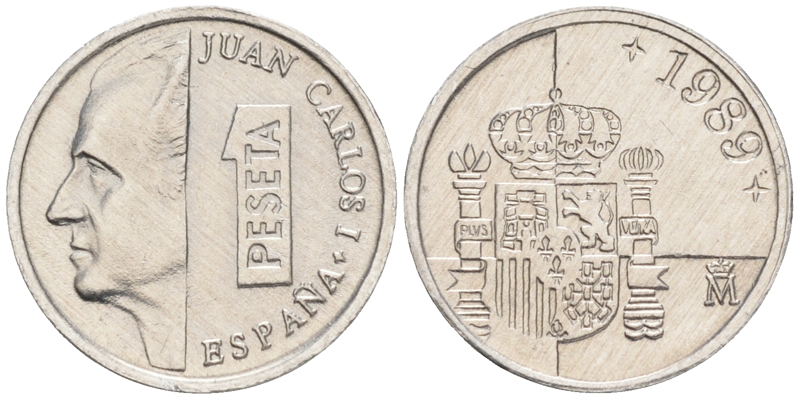 ИСПАНИЯ 1 ПЕСЕТА 1989 ХУАН КАРЛОС I (1975-) KM 832 алюминий 192-823