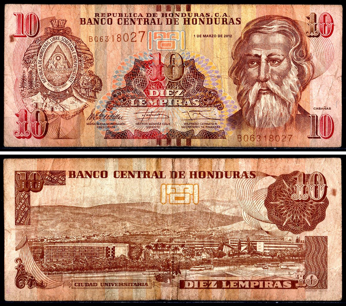Гондурас 10 лемпир 2012 Pick 126a 99a бумага 3295-110-4-1