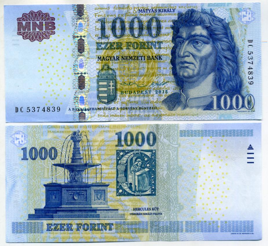 Венгрия 1000 форинтов 2015 Pick 197 e бумага UNC (пресс) 449-46-2