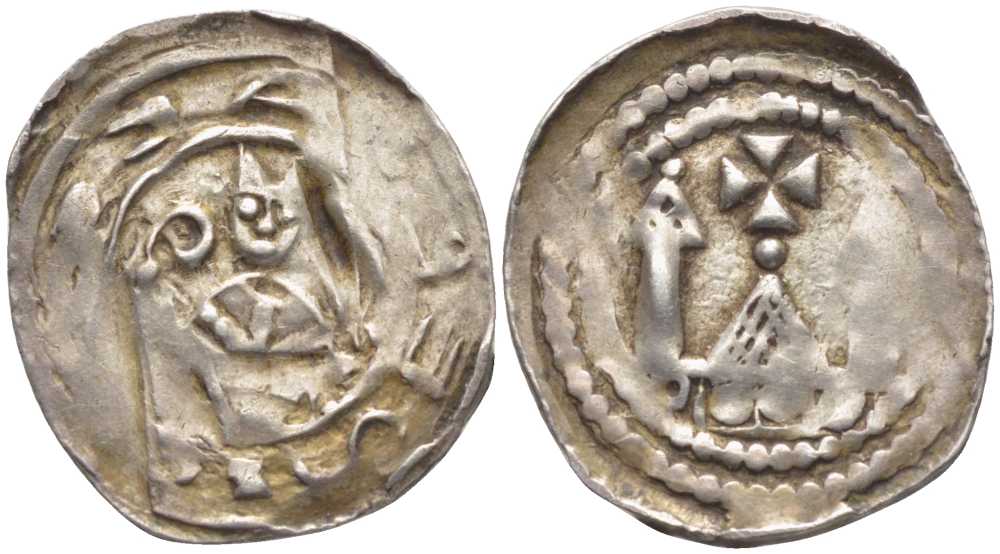 Австрия, Зальцбург 1 пфенниг 1170-1200 Адальберт III Богемский (1168-1177, 1183-1200) серебро 413-214
