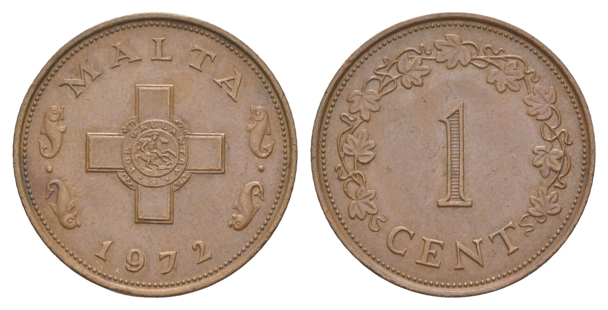 Мальта 1 цент 1972 KM 8 бронза 4610-733