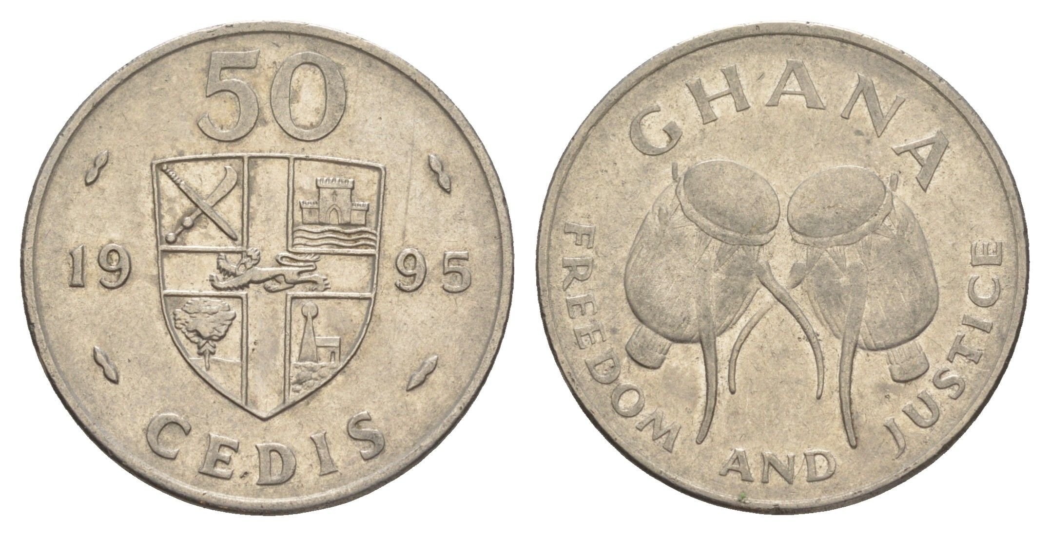 Гана 50 седи 1995 KM 31a сталь плакированная никелем 4642-142