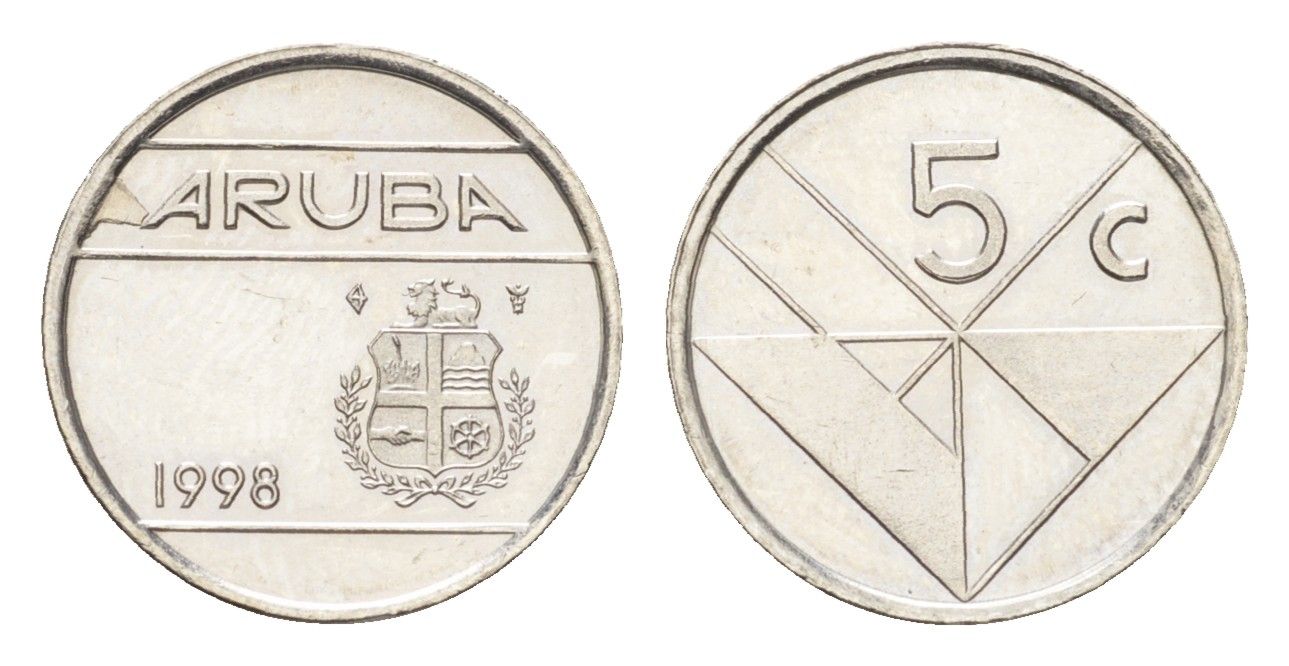 Аруба 5 центов 1998 KM 1 сталь плакированная никелем UNC 4659-1244