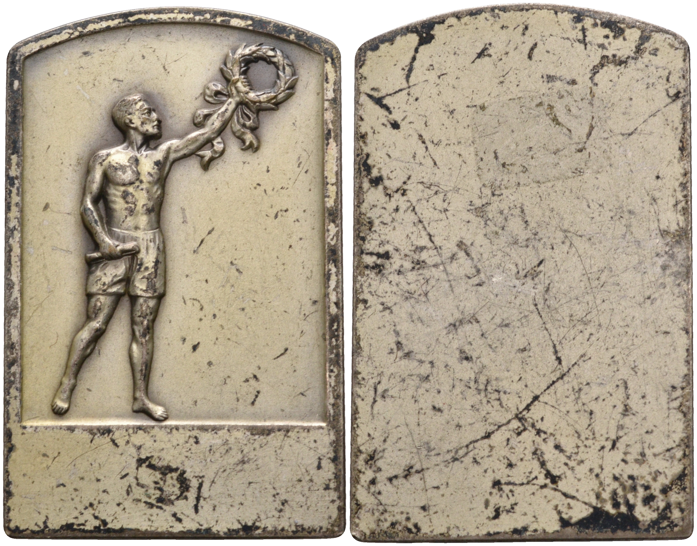 Франция плакетка ND победителю в соревнованиях, размер 30 х 48, вес 21.5 гр. белый металл 1095-9-61