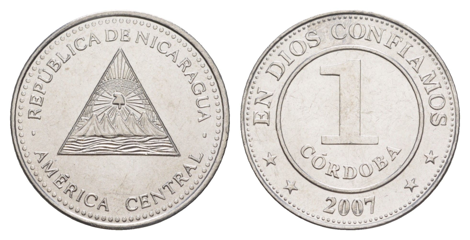 Никарагуа 1 кордоба 2007 KM 101 сталь плакированная никелем UNC 4641-411