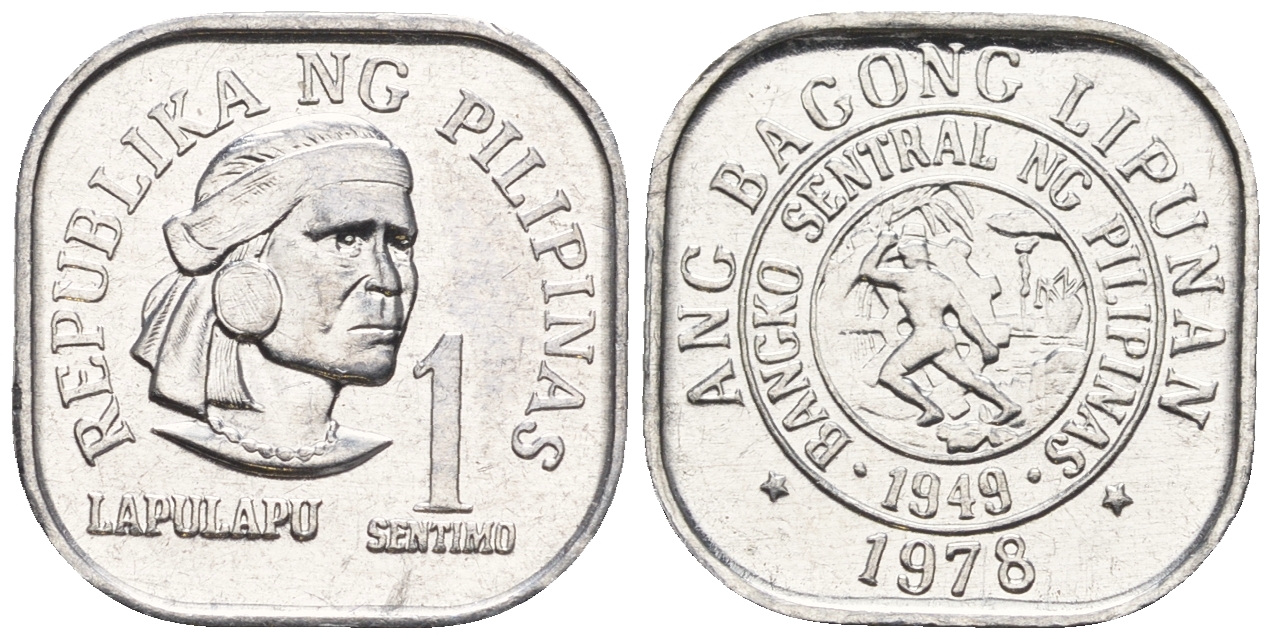 Филиппины 1 сентимо 1978 вождь острова Мактан Лапу-Лапу KM 205 алюминий  UNC  220-1113